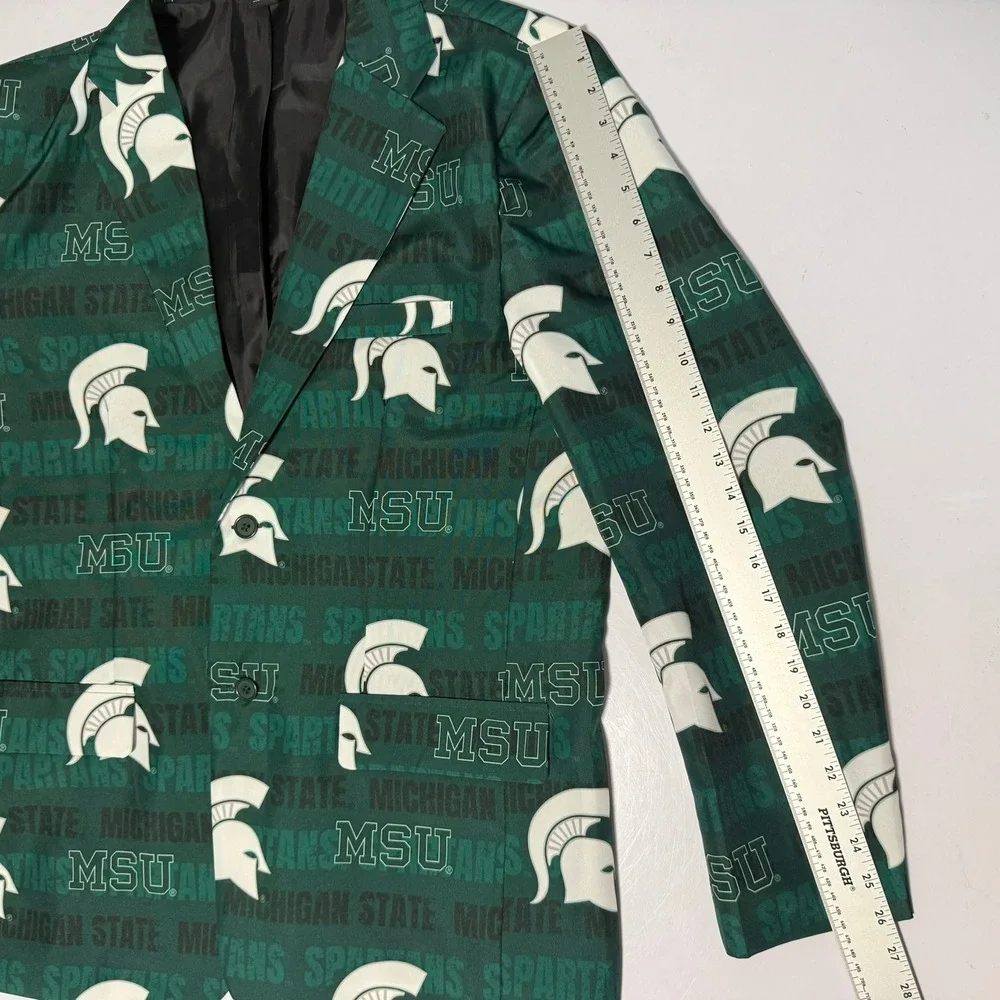Michigan State Spartans Mens Green MSU All Over Print Blazer Sport Coat Large